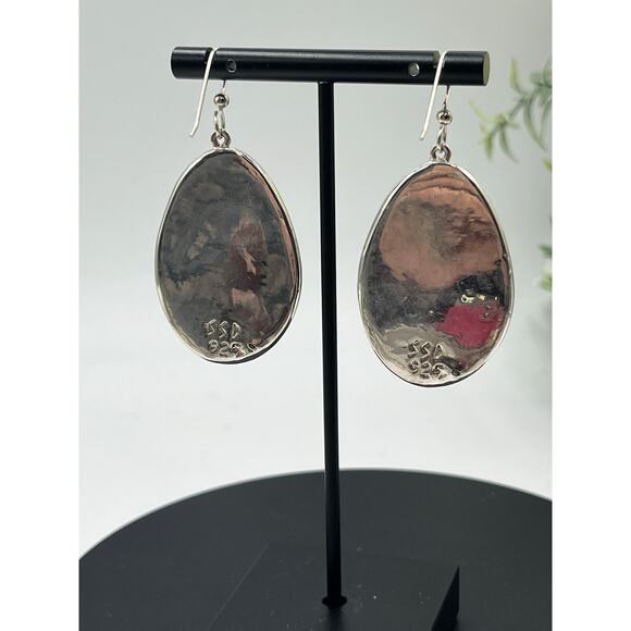 SSD Simon Sebbag Designs Oval Blue Stone Sterling Silver Dangle Large Earrings - Picture 11 of 14